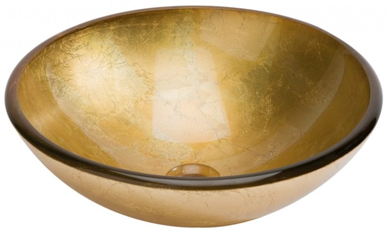 LAVABO CRISTAL 42X42X14,5 PAN DE ORO 186489 (CRISTAL+LAMINAS PAN DE ORO) - DBE